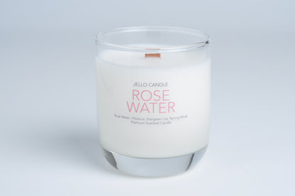 Aroma Container Candle in Rose Water scent, emphasizing the natural ingredients and elegant container design.