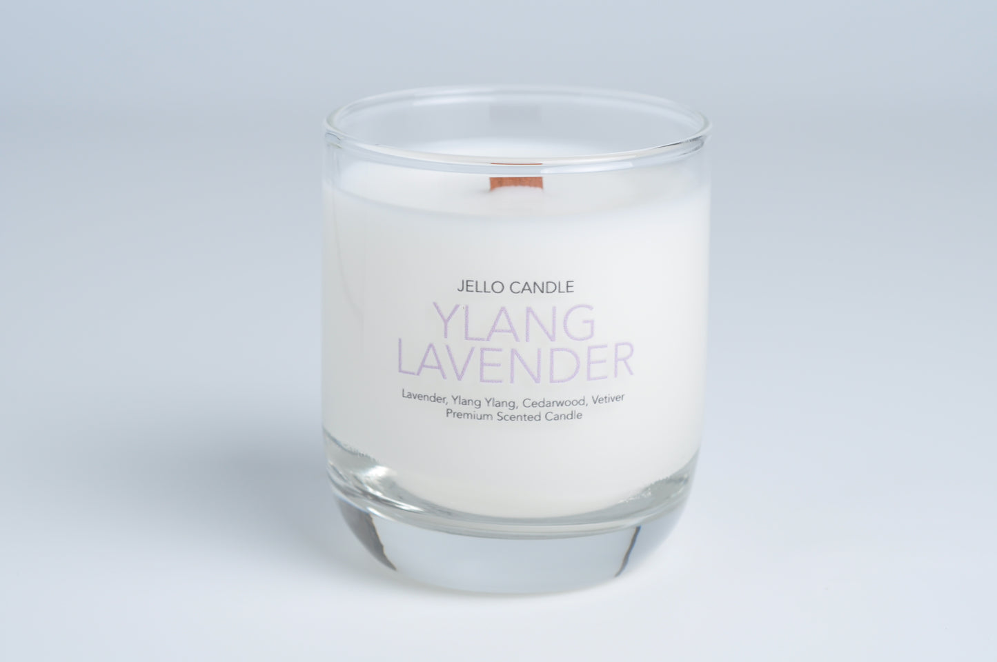 Aroma Container Candle in Ylang Ylang Lavender scent, showcasing its elegant design and eco-friendly materials.